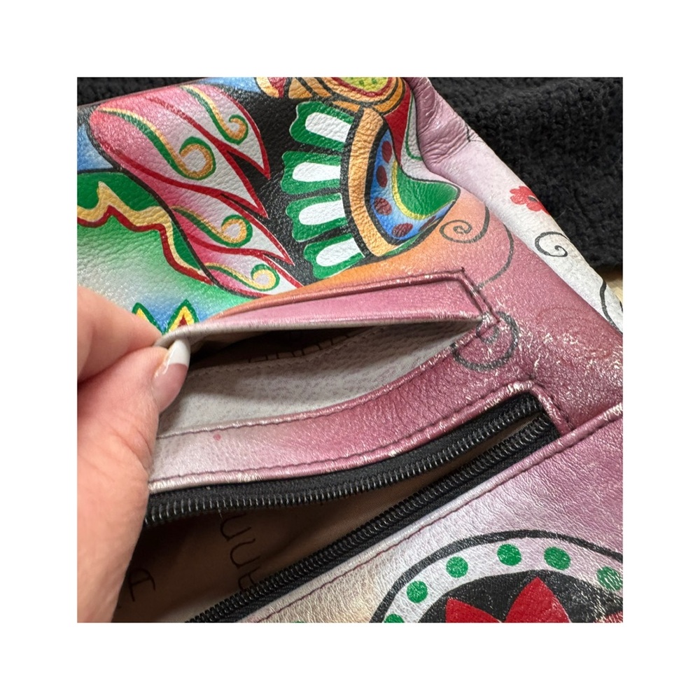 Anuschka Colorful Elephant Design Women's Bag - Picture 9 of 10